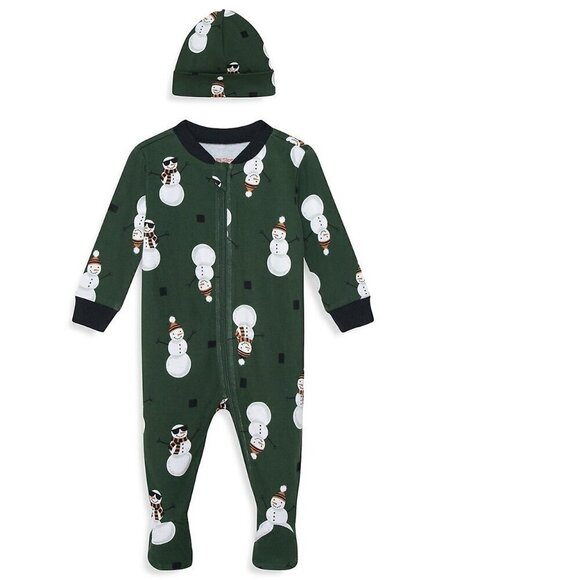 PL Sleep by Petit Lem Baby Snowman 2-Piece Toque & Footie Set 6M - Picture 1 of 6